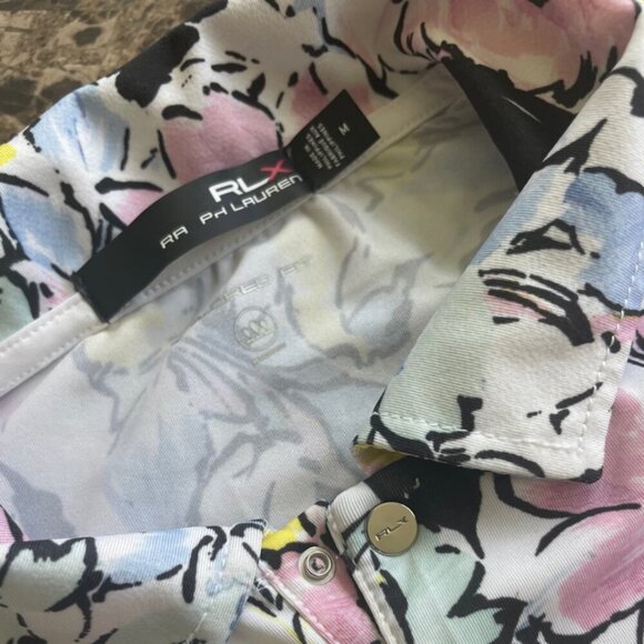 Ralph Lauren RLX Shirt Golf Tailored Fit Floral Sz M Wicking Tennis Golf Sport - Picture 15 of 16